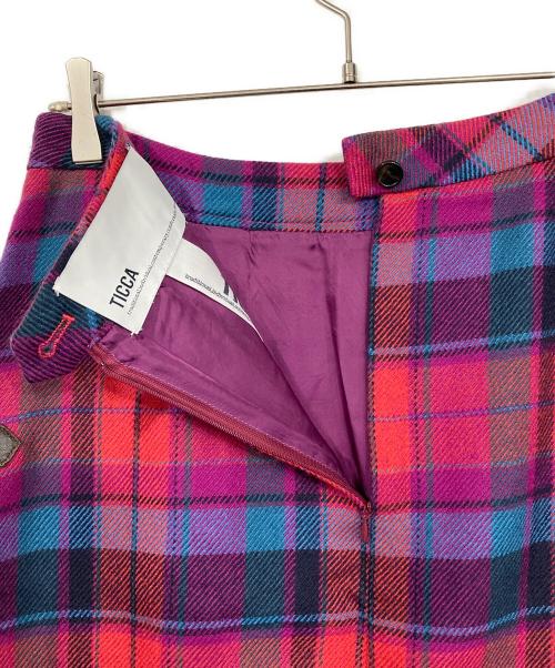 ticca（ティッカ）TICCA (ティッカ) ウールチェックスカート レッド サイズ:2の古着・服飾アイテム
