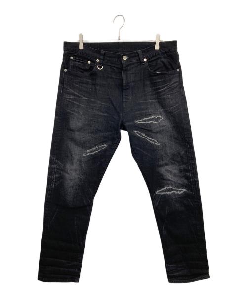 uniform experiment（ユニフォームエクスペリメント）uniform experiment (ユニフォームエクスペリメント) DAMAGED DENIM TAPERED PANTS ブラック サイズ:4の古着・服飾アイテム
