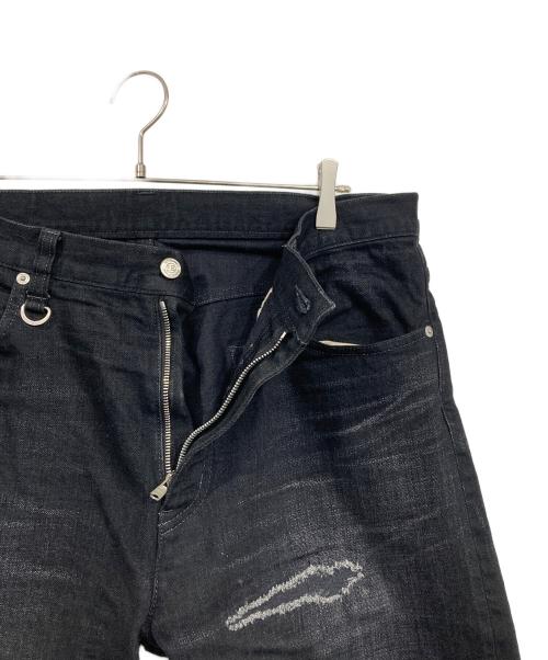 uniform experiment（ユニフォームエクスペリメント）uniform experiment (ユニフォームエクスペリメント) DAMAGED DENIM TAPERED PANTS ブラック サイズ:4の古着・服飾アイテム
