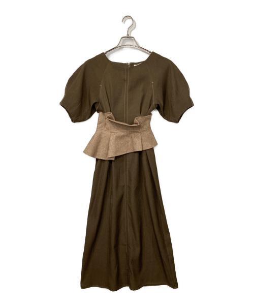 sachat（サーシャ）sachat (サーシャ) フリルベルト付ワンピース ブラウン×ベージュ サイズ:1の古着・服飾アイテム