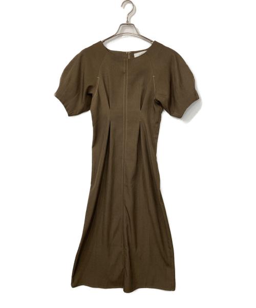 sachat（サーシャ）sachat (サーシャ) フリルベルト付ワンピース ブラウン×ベージュ サイズ:1の古着・服飾アイテム