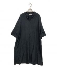 ebure（エブール）の古着「テンセルリネン ウエストマークシャツワンピース」｜ブラック