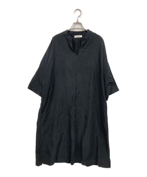 ebure（エブール）ebure (エブール) テンセルリネン ウエストマークシャツワンピース ブラック サイズ:38の古着・服飾アイテム