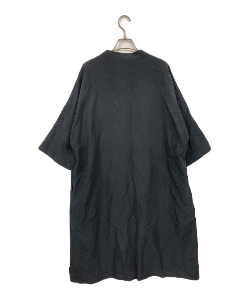 ebure（エブール）ebure (エブール) テンセルリネン ウエストマークシャツワンピース ブラック サイズ:38の古着・服飾アイテム