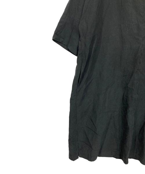 ebure（エブール）ebure (エブール) テンセルリネン ウエストマークシャツワンピース ブラック サイズ:38の古着・服飾アイテム