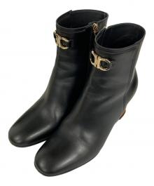 Salvatore Ferragamo（サルヴァトーレ フェラガモ）の古着「ガンチーニショートブーツ」｜ブラック