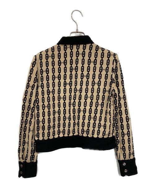 CELINE（セリーヌ）CELINE (セリーヌ) ヴィンテージニットシャツ ベージュ×ブラック サイズ:44の古着・服飾アイテム