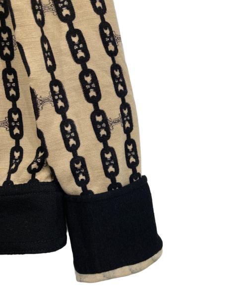 CELINE（セリーヌ）CELINE (セリーヌ) ヴィンテージニットシャツ ベージュ×ブラック サイズ:44の古着・服飾アイテム