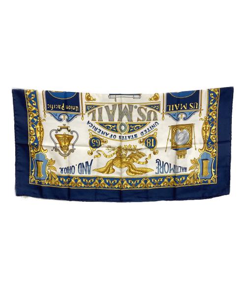 CELINE（セリーヌ）CELINE (セリーヌ) シルクスカーフ ネイビーの古着・服飾アイテム