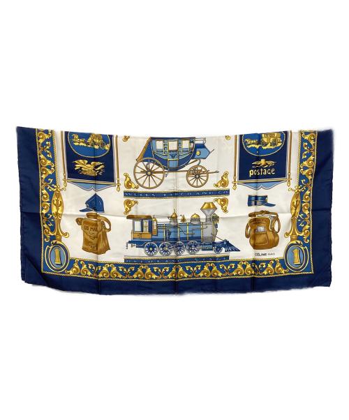 CELINE（セリーヌ）CELINE (セリーヌ) シルクスカーフ ネイビーの古着・服飾アイテム