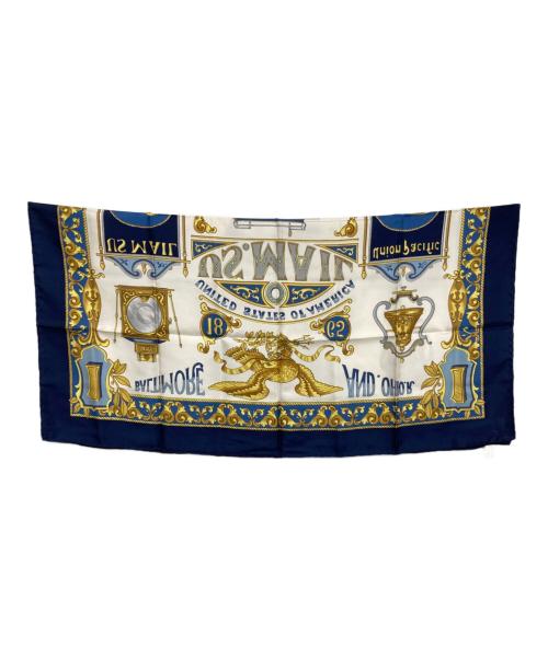 CELINE（セリーヌ）CELINE (セリーヌ) シルクスカーフ ネイビーの古着・服飾アイテム