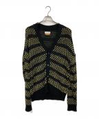 MAISON SPECIALメゾンスペシャル）の古着「タックジャガードボーダーオーバーサイズVネックカーディガン」｜ブラック