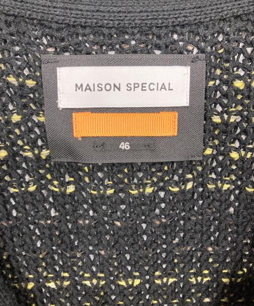 MAISON SPECIAL（メゾンスペシャル）MAISON SPECIAL (メゾンスペシャル) タックジャガードボーダーオーバーサイズVネックカーディガン ブラック サイズ:46の古着・服飾アイテム