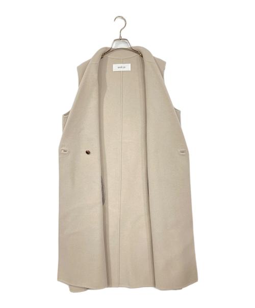 SOEJU（ソージュ）SOEJU (ソージュ) ウールリバーロングジレ ベージュ サイズ:表記なしの古着・服飾アイテム