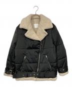 CINOHチノ）の古着「パディングバイカージャケット」｜ブラック×ベージュ