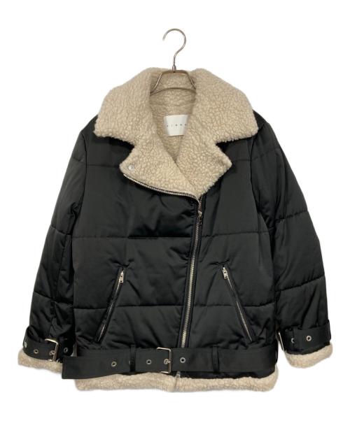 CINOH（チノ）CINOH (チノ) パディングバイカージャケット ブラック×ベージュ サイズ:36の古着・服飾アイテム