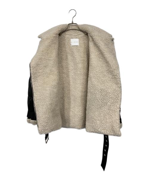 CINOH（チノ）CINOH (チノ) パディングバイカージャケット ブラック×ベージュ サイズ:36の古着・服飾アイテム