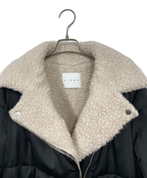 CINOH（チノ）CINOH (チノ) パディングバイカージャケット ブラック×ベージュ サイズ:36の古着・服飾アイテム
