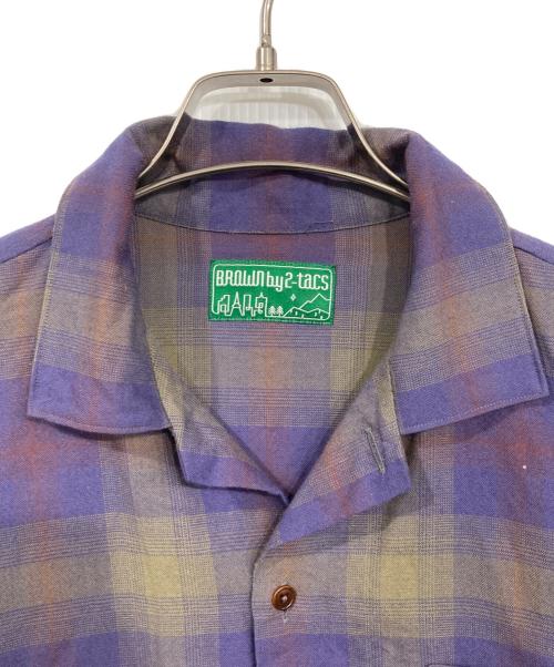 BROWN by 2-tacs（ブラウンバイツータックス）BROWN by 2-tacs (ブラウンバイツータックス) Open collar (L/S) パープル サイズ:MEDIUMの古着・服飾アイテム