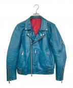 NO ID.ノーアイディー）の古着「カウレザーセミアニリンＵＫタイプWライダースJKT」｜ブルー