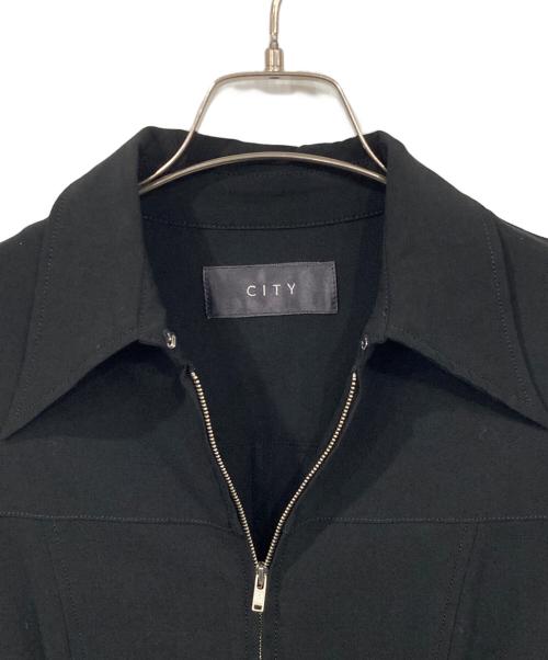 CITY（シティ）CITY (シティ) フロントジップロングスリーブワンピース ブラック サイズ:1の古着・服飾アイテム