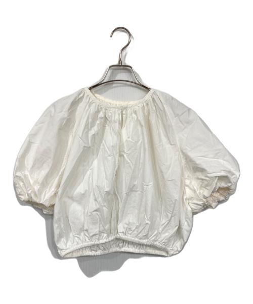 ETRE TOKYO（エトレトウキョウ）ETRE TOKYO (エトレトウキョウ) スキッパーギャザーバルーンブラウス ホワイト サイズ:Fの古着・服飾アイテム