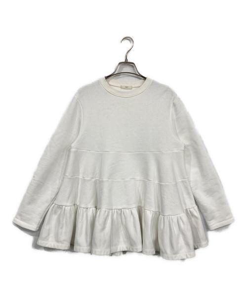 YORI（ヨリ）YORI (ヨリ) 速乾裏毛ティアードフリルカットソー ホワイト サイズ:Fの古着・服飾アイテム