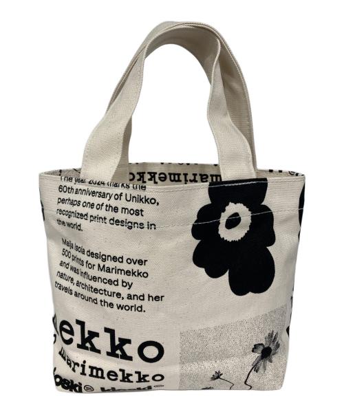 marimekko（マリメッコ）marimekko (マリメッコ) haavi unikko tribute 60th ハンドバッグ ホワイト×ブラックの古着・服飾アイテム