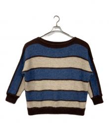 Needles（ニードルズ）の古着「mohair boat neck sweater/モヘアボートネックセーター」｜ブルー×ベージュ