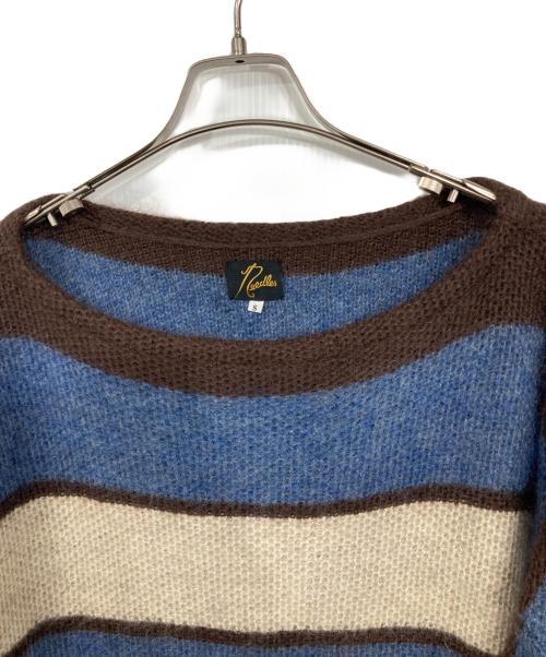 Needles（ニードルズ）Needles (ニードルズ) mohair boat neck sweater/モヘアボートネックセーター ブルー×ベージュ サイズ:Sの古着・服飾アイテム