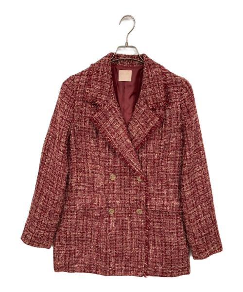 Resexxy（リゼクシー）Resexxy (リゼクシー) ツイードジャケット レッド サイズ:Fの古着・服飾アイテム