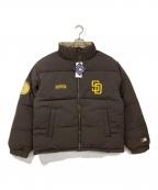 MONO-MART×GENUINE MERCHANDISEモノマート×ジェニュイン マーチャンダイズ）の古着「別注 ワッペン刺繍 2WAYリバーシブル オーバーサイズスタンドパディングジャケット」｜ブラウン
