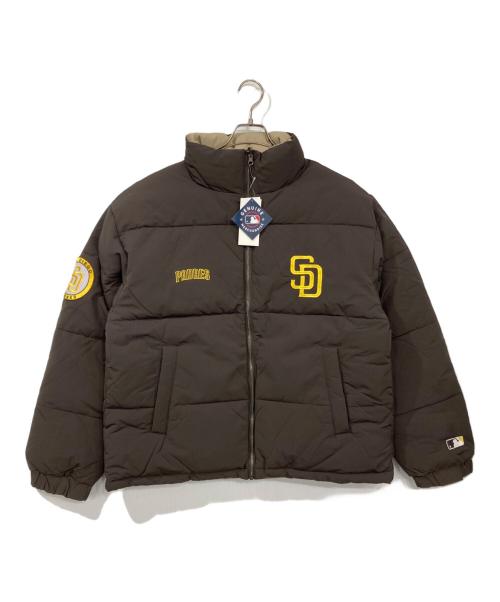 MONO-MART（モノマート）MONO-MART (モノマート) GENUINE MERCHANDISE (ジェニュイン マーチャンダイズ) 別注 ワッペン刺繍 2WAYリバーシブル オーバーサイズスタンドパディングジャケット ブラウン サイズ:L 未使用品の古着・服飾アイテム