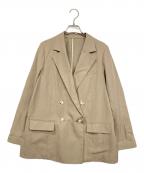 green label relaxingグリーンレーベルリラクシング）の古着「リネンブレンドダブルジャケット」｜ベージュ