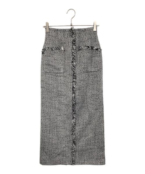 anuans（アニュアンス）anuans (アニュアンス) フロントポケットツイードスカート ブラック サイズ:Mの古着・服飾アイテム