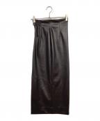 anuansアニュアンス）の古着「ヴィーガンレザータイトスカート」｜ブラウン