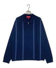 SUPREME（シュプリーム）の古着「Stripe Zip Up Polo Sweater/ストライプジップアップポロセーター」｜ネイビー