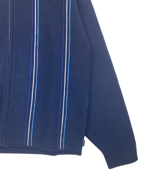 SUPREME（シュプリーム）Supreme (シュプリーム) Stripe Zip Up Polo Sweater/ストライプジップアップポロセーター ネイビー サイズ:Mの古着・服飾アイテム
