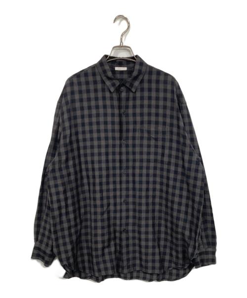 Blanc YM（ブランワイエム）blanc ym (ブランワイエム) ウールシルクシャツ グレー サイズ:Sの古着・服飾アイテム