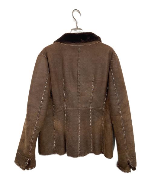 Salvatore Ferragamo（サルヴァトーレ フェラガモ）Salvatore Ferragamo (サルヴァトーレ フェラガモ) レザーステッチジャケット ブラウン サイズ:42の古着・服飾アイテム