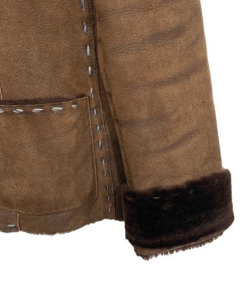 Salvatore Ferragamo（サルヴァトーレ フェラガモ）Salvatore Ferragamo (サルヴァトーレ フェラガモ) レザーステッチジャケット ブラウン サイズ:42の古着・服飾アイテム