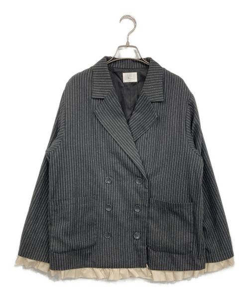 loin nuit（ロワンニュイ）loin nuit (ロワンニュイ) frill layered design jacket グレー サイズ:Fの古着・服飾アイテム
