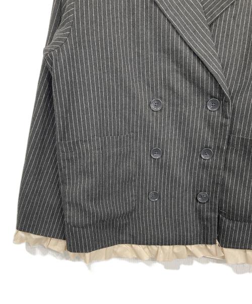 loin nuit（ロワンニュイ）loin nuit (ロワンニュイ) frill layered design jacket グレー サイズ:Fの古着・服飾アイテム