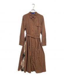 BLUE LABEL CRESTBRIDGE（ブルーレーベルクレストブリッジ）の古着「エアリーツイルトレンチドレス」｜ブラウン