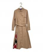 BLUE LABEL CRESTBRIDGEブルーレーベルクレストブリッジ）の古着「エアリーツイルトレンチドレス」｜ベージュ
