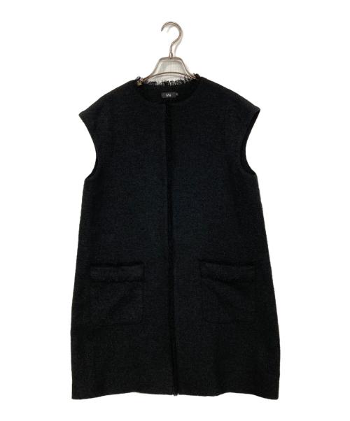 M・Fil（エムフィル）M・fil (エムフィル) ツイードロングジレ ブラック サイズ:38の古着・服飾アイテム