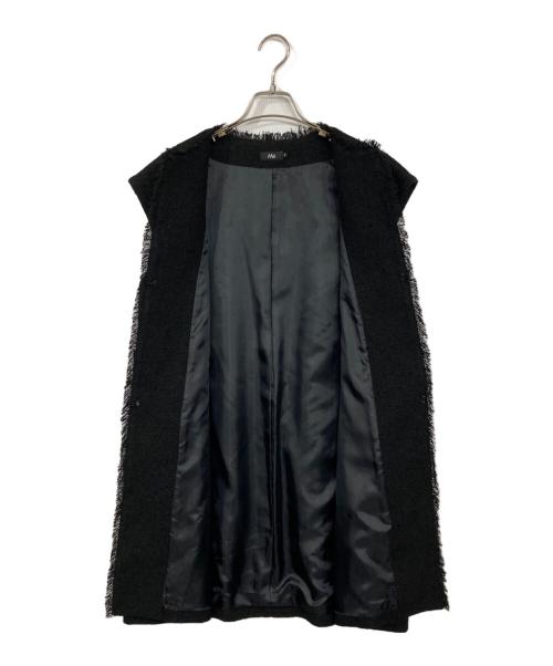 M・Fil（エムフィル）M・fil (エムフィル) ツイードロングジレ ブラック サイズ:38の古着・服飾アイテム