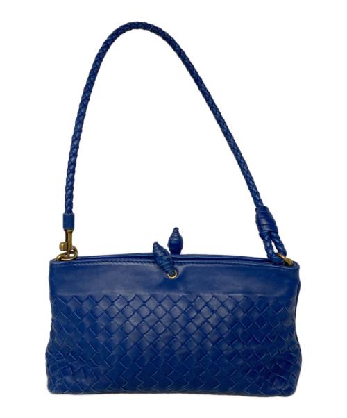 BOTTEGA VENETA（ボッテガベネタ）BOTTEGA VENETA (ボッテガベネタ) イントレチャートショルダーバッグ ブルーの古着・服飾アイテム