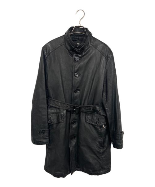 BURBERRY BLACK LABEL（バーバリーブラックレーベル）BURBERRY BLACK LABEL (バーバリーブラックレーベル) レザーコート ブラック サイズ:Lの古着・服飾アイテム