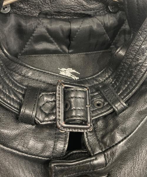 BURBERRY BLACK LABEL（バーバリーブラックレーベル）BURBERRY BLACK LABEL (バーバリーブラックレーベル) レザーコート ブラック サイズ:Lの古着・服飾アイテム